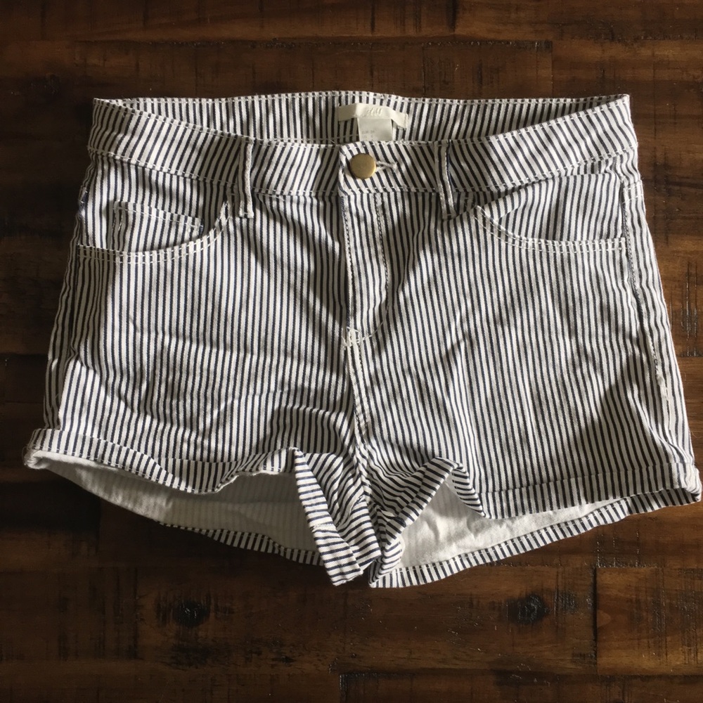 H&M Navy/White Striped Shorts